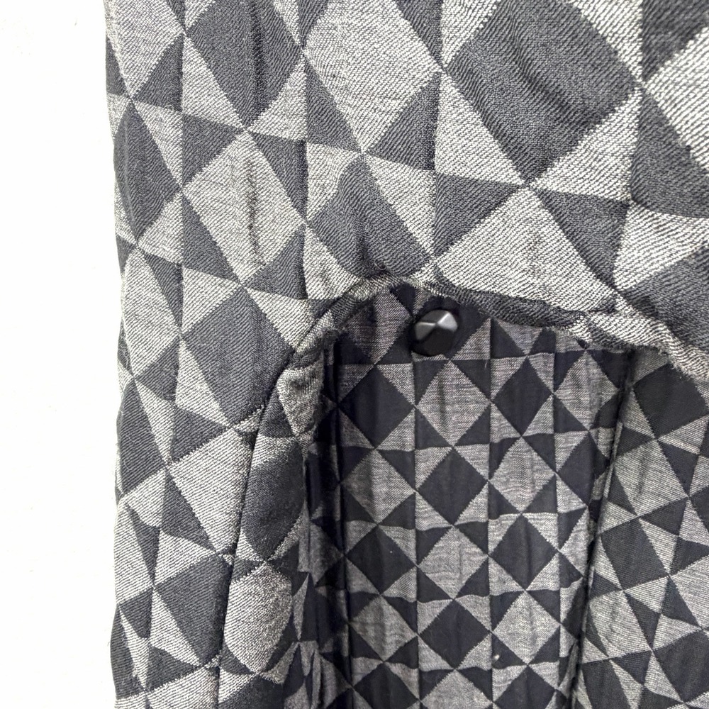 Vintage‎ Quilted Long Wool Coat 2X/3X Made In Italy Black Gray Tumbling Block - Picture 9 of 16